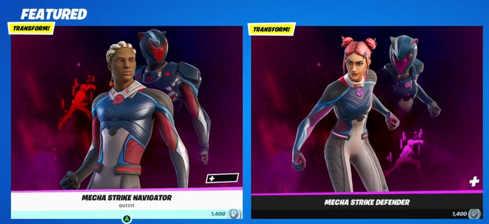 The new Fortnite Season 2 Event skins of "Mecha Strike Navigator" and "Mecha Strike Defender" are now available in the item shop