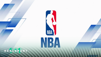 NBA logo with white and blue background
