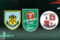 Burnley and Crawley Town badges with Carabao Cup logo