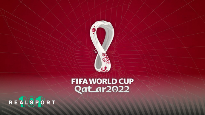 FIFA World Cup Qatar 2022 logo with red background
