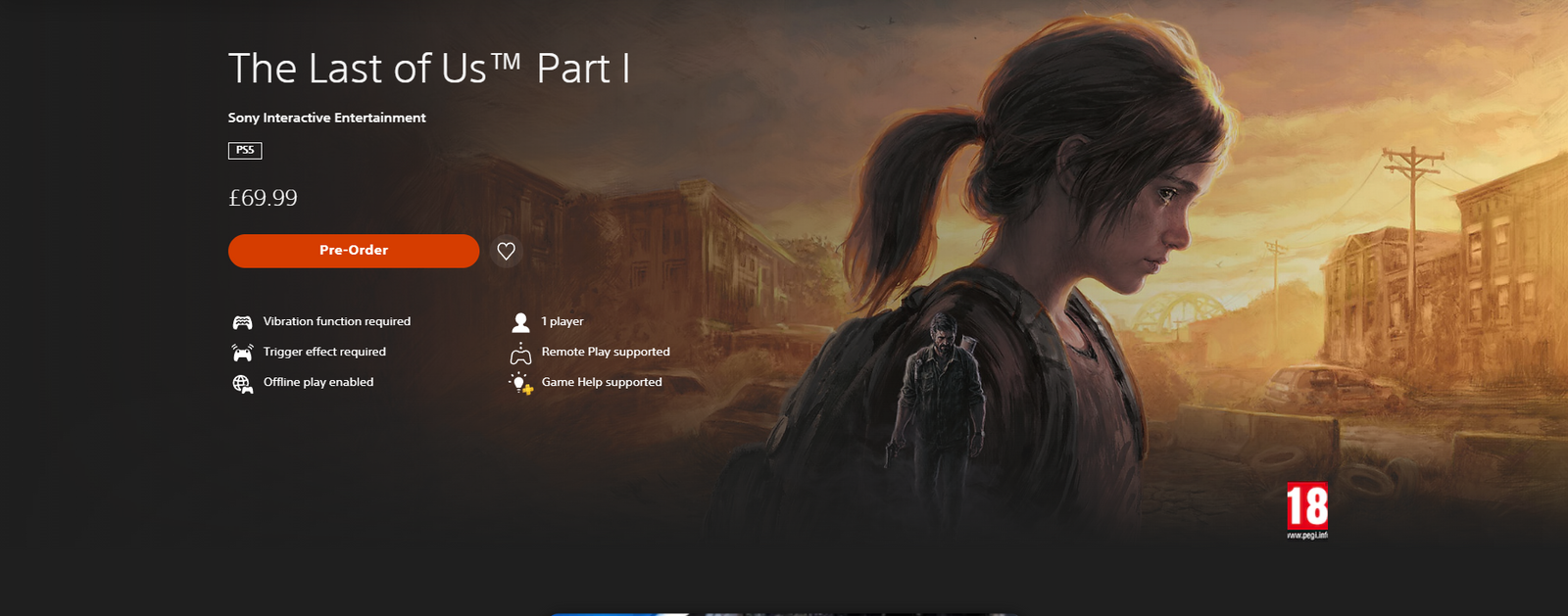 A screenshot of The Last of Us Remake's store page on the PlayStation website.