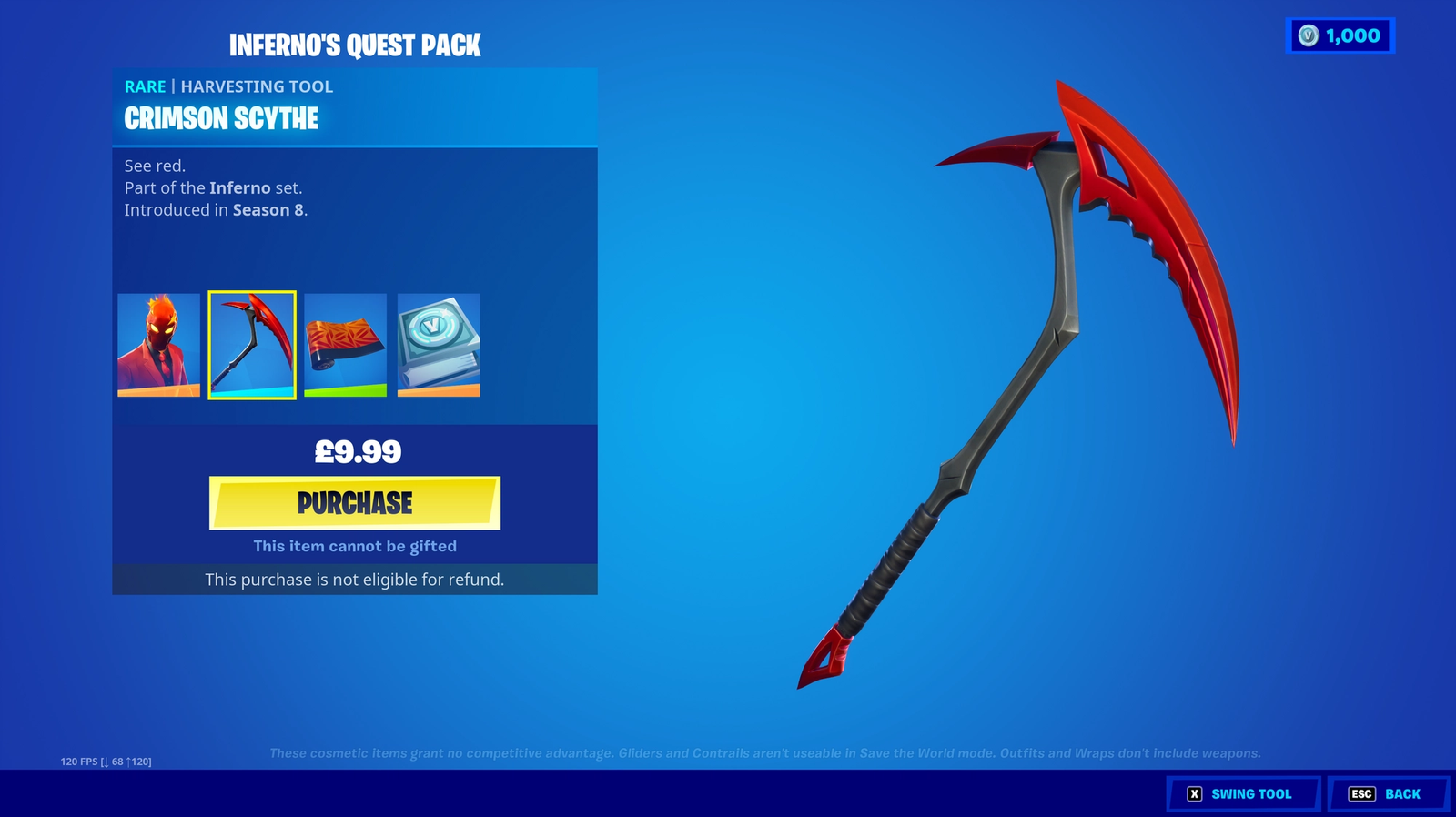 What is the pickaxe found in the Inferno's Quest Pack