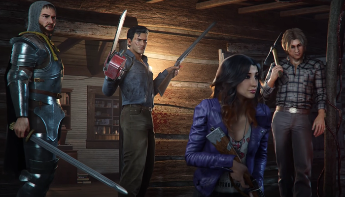 Line-up of four of the playable characters in Evil Dead: The Game including series protagonist Ash Williams