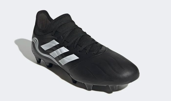 Best football boots under 100 adidas product image of a single black boot with white stripes down the side.