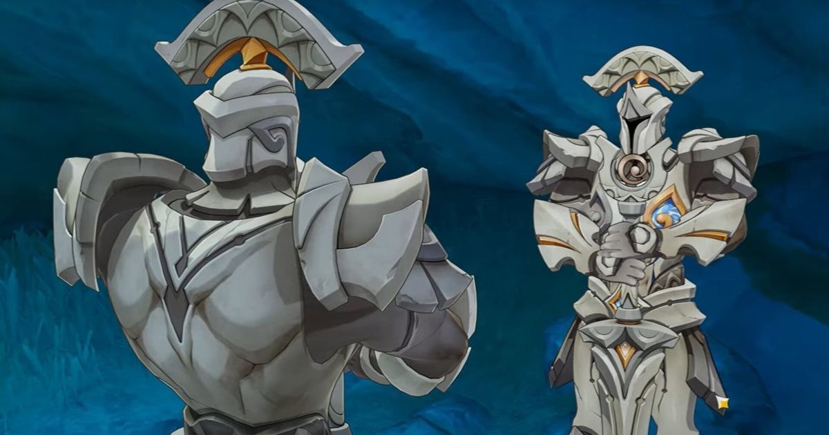 A screenshot of the golems before the test begins to gain the Leader's trust.