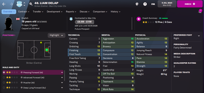 Liam Delap Player Profile Football Manager 2022