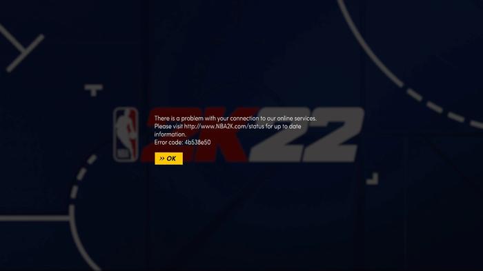 The error code message in NBA 2K22