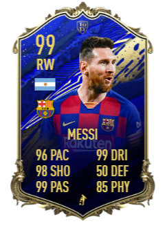 GOAT! Messi was one of three 99 OVR cards last year