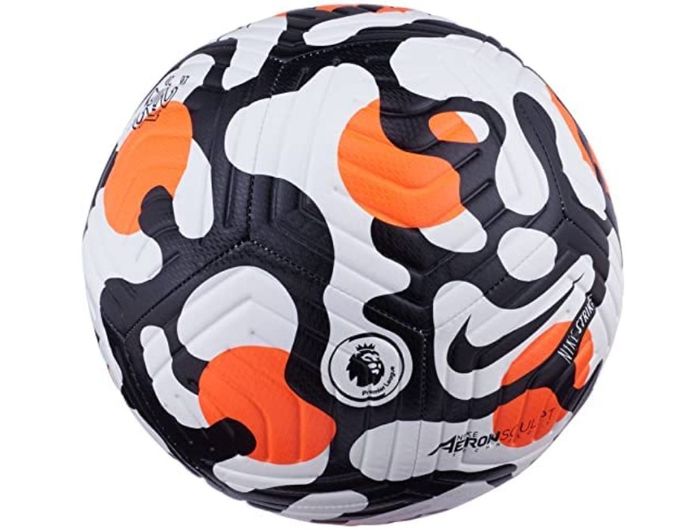 Best footballs Nike product image of a white ball with orange and black spots.