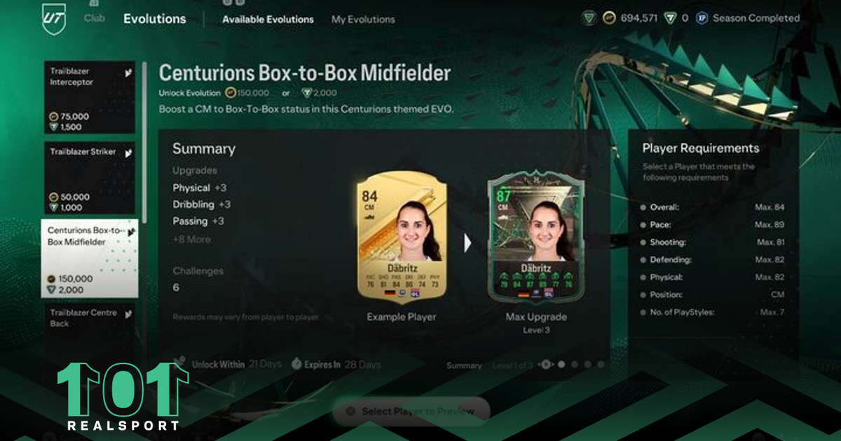 Centurions box to box midfielder 