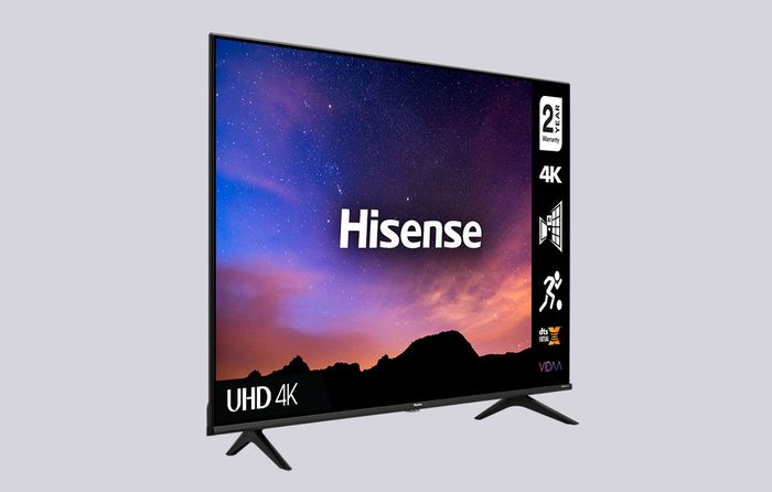 Best TV for Sports Games Hisense product image of a TV with a pink and blue night sky displayed
