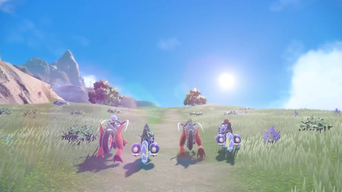 Pokemon Scarlet and Violet Multiplayer motorcycle riding.