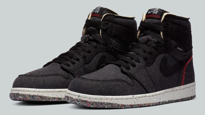 Best Air Jordan 1 Under 200 "Crater" product image of a pair of grey fabric sneakers.