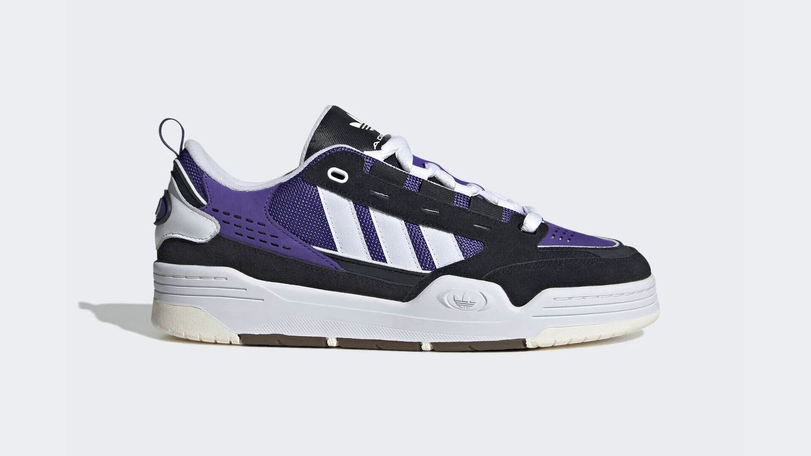 adidas Originals ADI2000 product image of a purple and black sneaker with white accents and midsole.