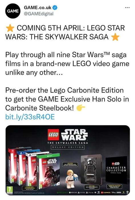 game lego star wars tweet