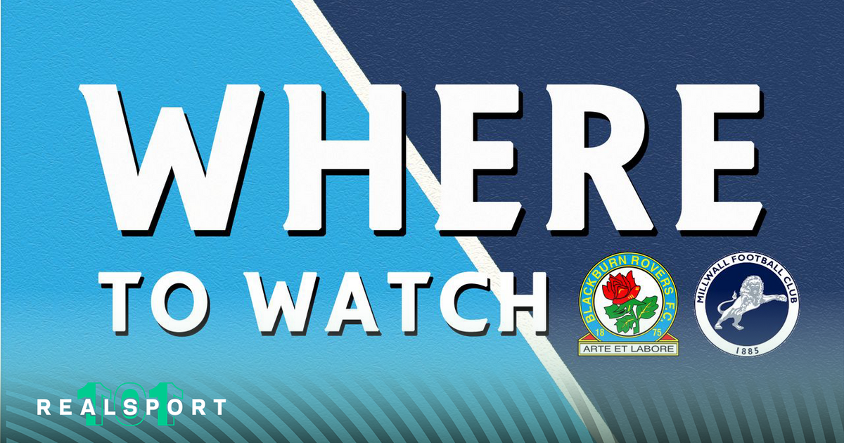 Blackburn and Millwall badges with Where to Watch text