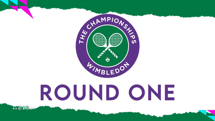 Wimbledon 2022 logo with Round One text on white and green background