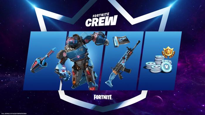 A promotional image for the Fortnite Crew Pack for June.