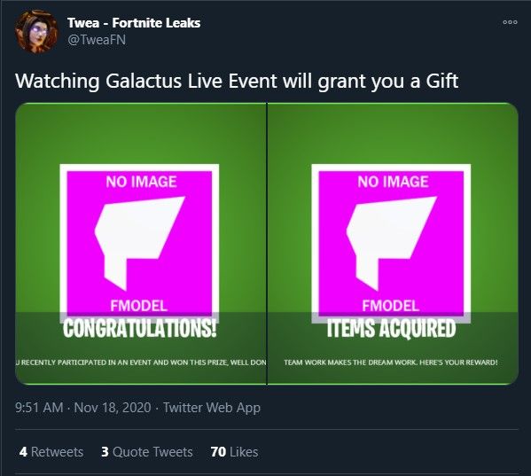 Fortnite Galactus Event Free Items Leak
