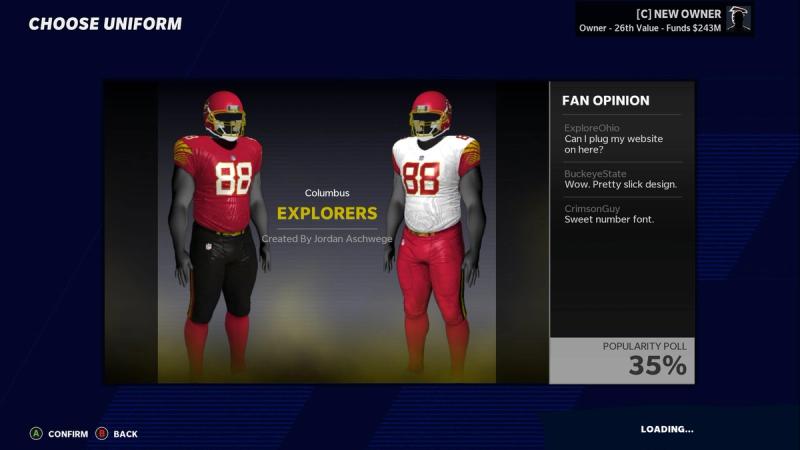 Madden 21 Franchise Relocation: Columbus team names, uniforms, & more