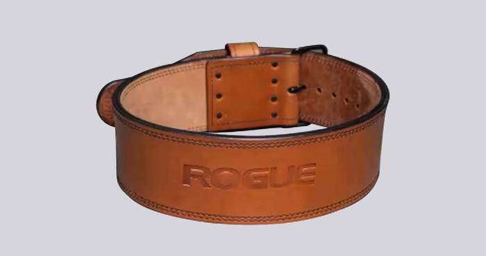 Best Weightlifting Belt Rogue product image of brown, tan leather belt.