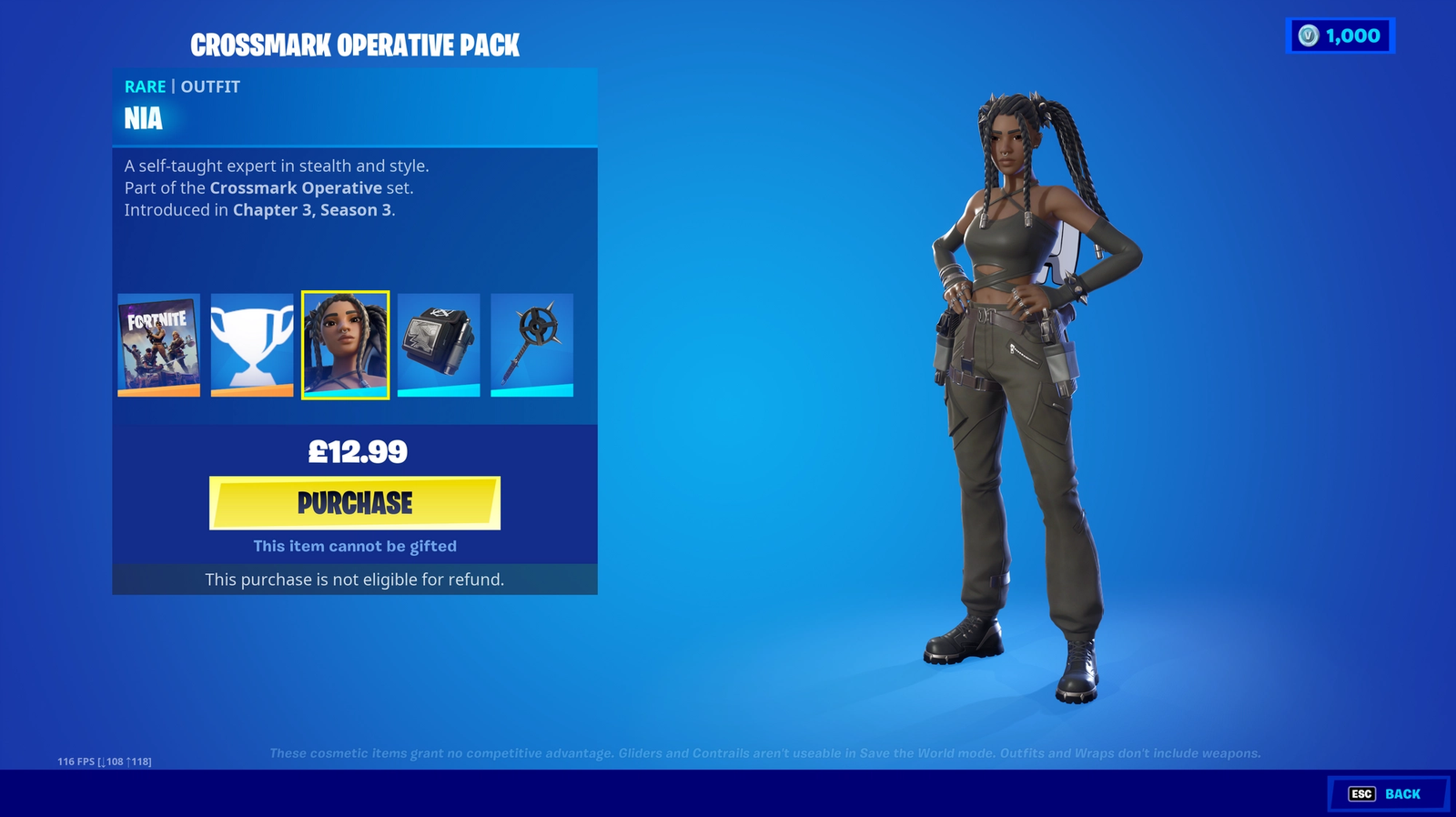 Nia is an outfit unlocked by the Fortnite Crossmark Operative Pack