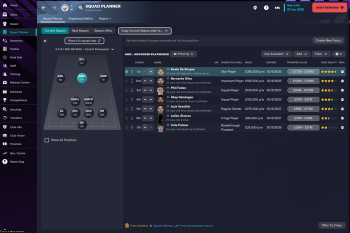 Football Manager 2023 Squad Planner