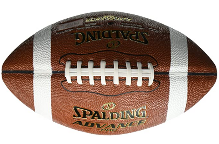 Best American footballs Spalding product image of a brown NFL ball with white stripes across it