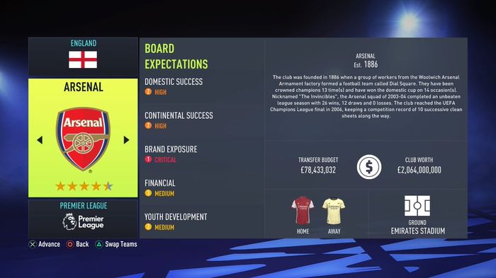 arsenal fifa 22 career mode board expectations