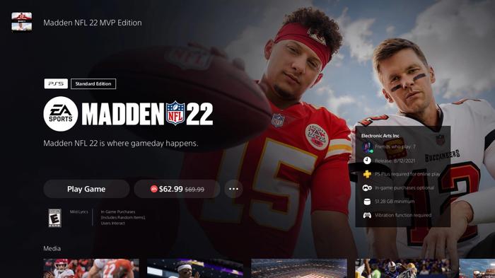 Madden 22 Discounted price PlayStation Store