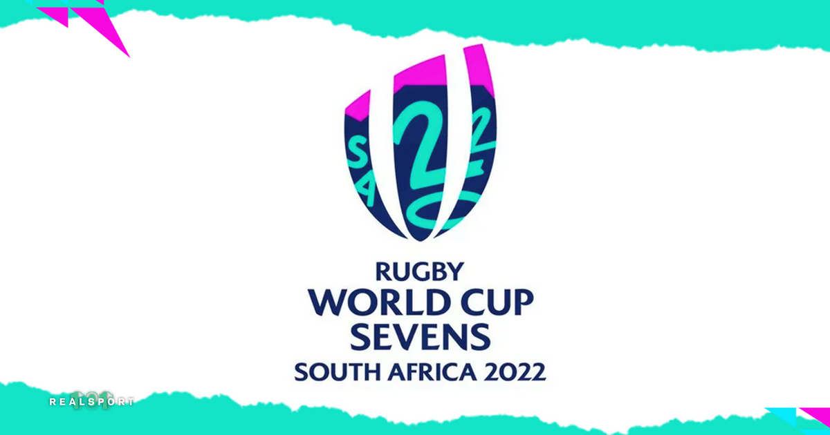 Rugby World Cup Sevens South Africa 2022 logo with white and teal background