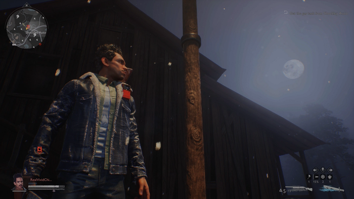 A screenshot of the Evil Dead: The Game mission "It's Not Gonna Let Us Go" that unlocks Pablo as a character