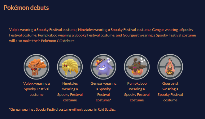 Pokemon Go will feature some Halloween costumed-debuts