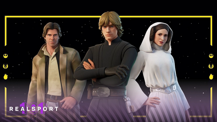 luke skywalker, leia organa and han solo as they appear in fortnite 