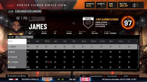 NBA 2K20 MyTeam Lebron James stats player archetype
