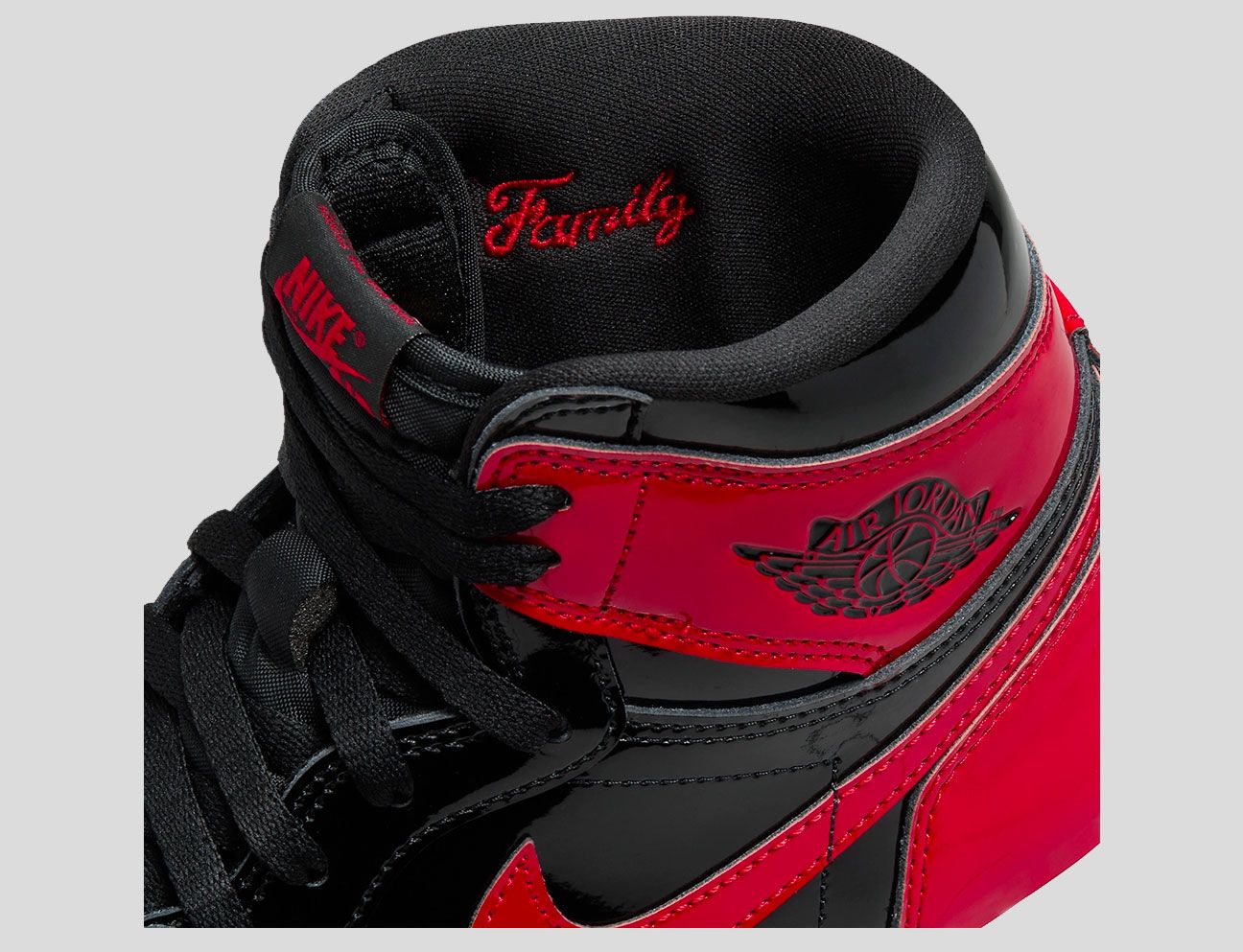 black and red patent leather jordans