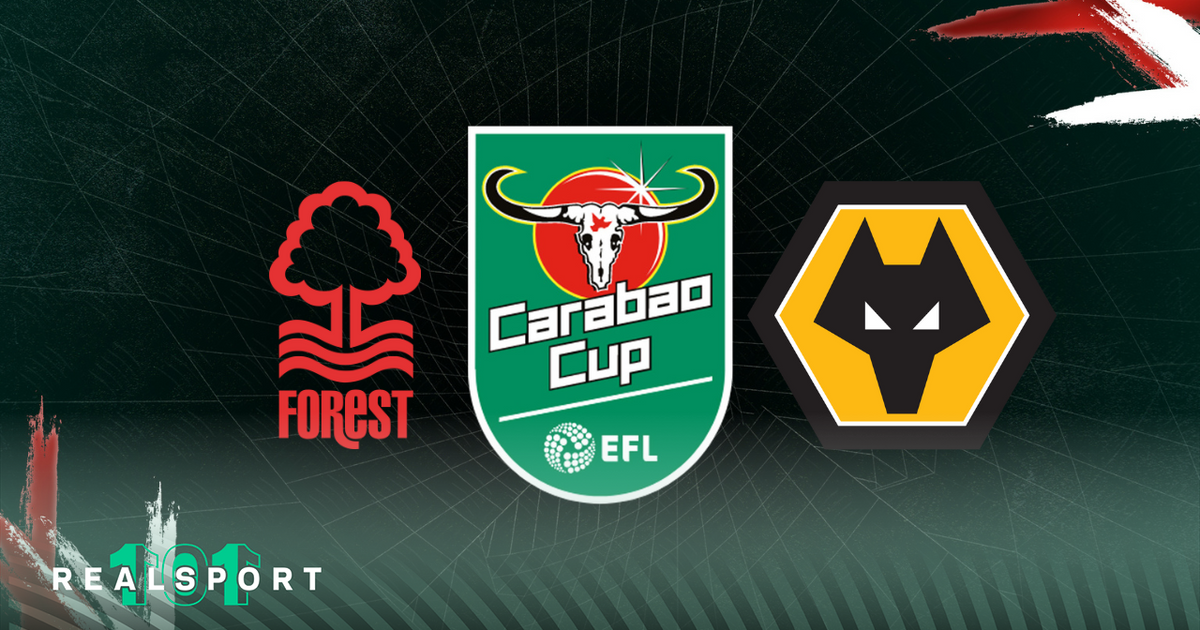 Nottingham Forest and Wolves badges with Carabao Cup logo.