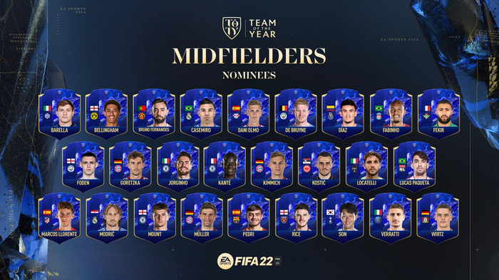 FIFA 22 TOTY midfielders