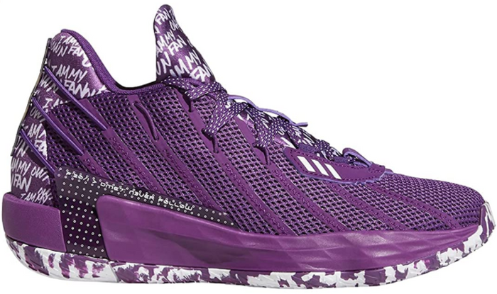 adidas basketball shoe product image of a singular purple shoe