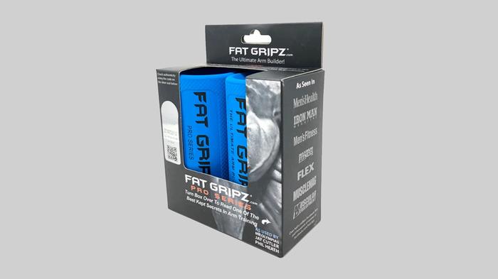Packaging to the Fat Gripz blue bar grips.