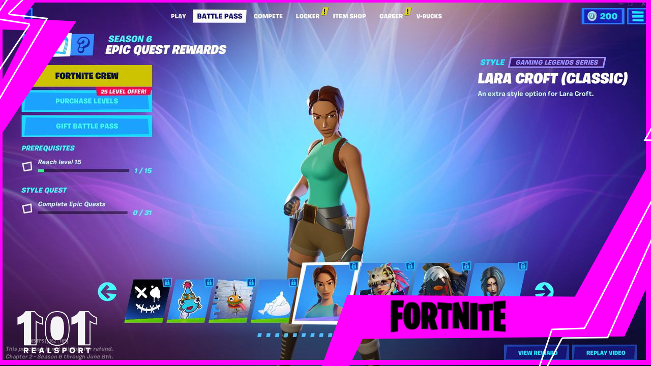 Lara Croft is still in the Top 5 most used skins in Fortnite, 2