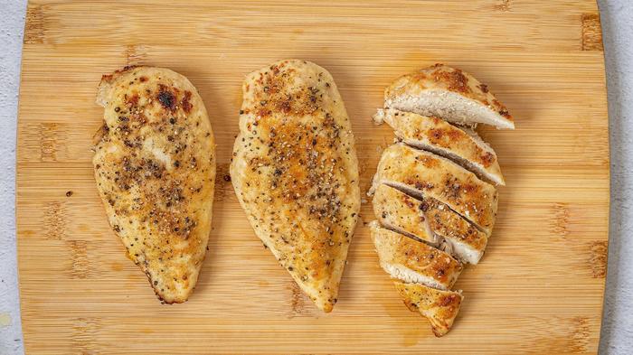 Three cooked chicken breats 