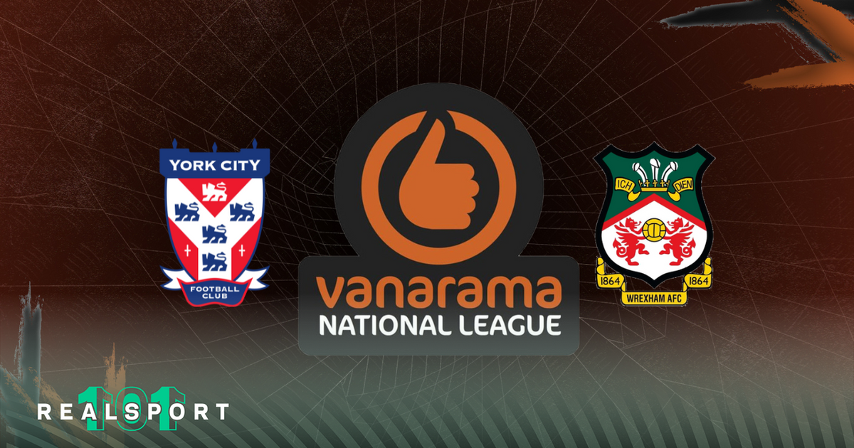 York City and Wrexham badges with Vanarama National League logo