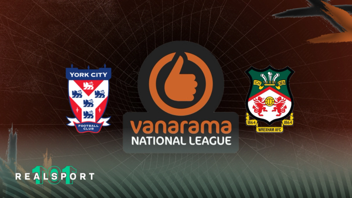 York City and Wrexham badges with Vanarama National League logo