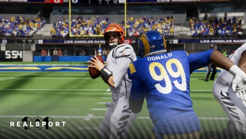 Aaron Donald about to sack Joe Burrow in Madden 24