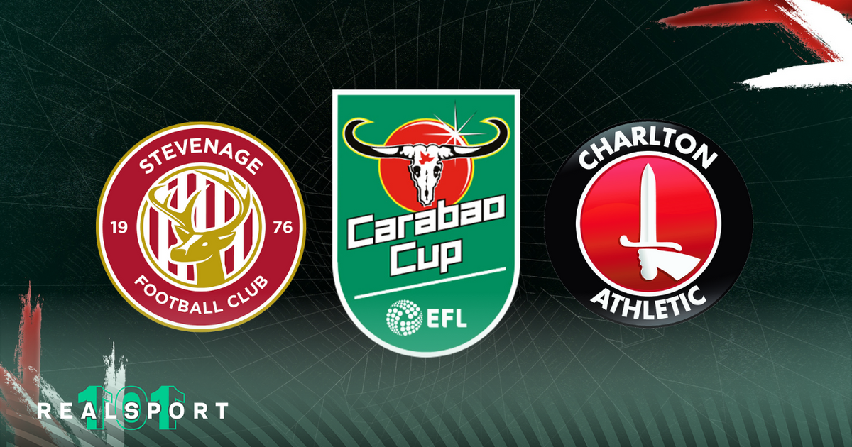 Stevenage and Charlton badges with Carabao Cup logo