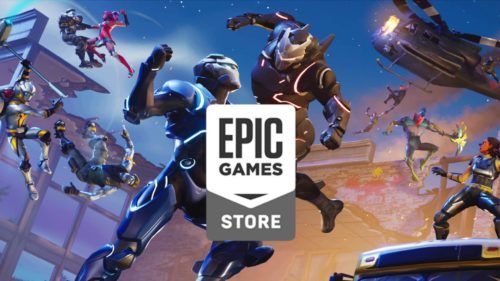 A promotional image for the Epic Games Store showing Fortnite