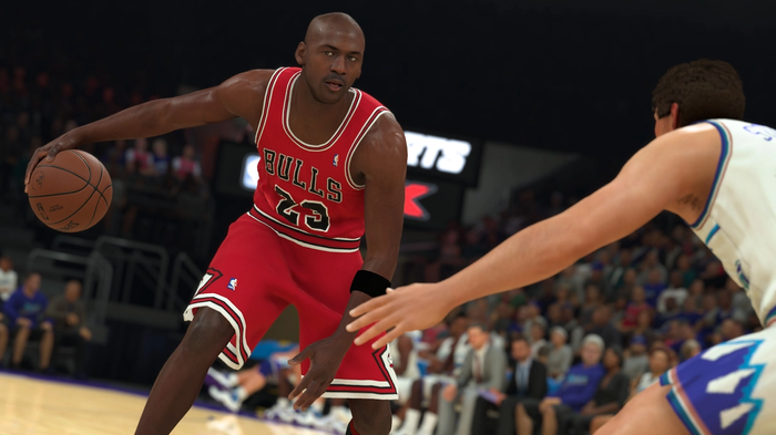 NBA 2K23 Michael Jordan between-the-legs size-up crossover