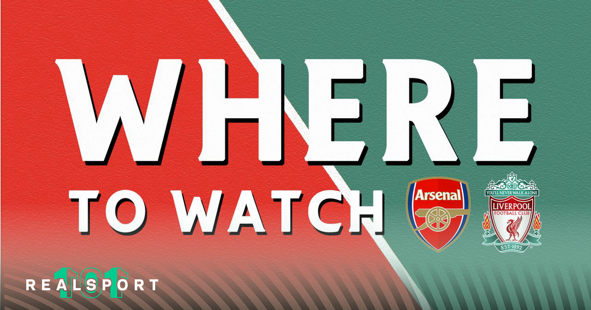 Arsenal and Liverpool badges with "Where to Watch" text