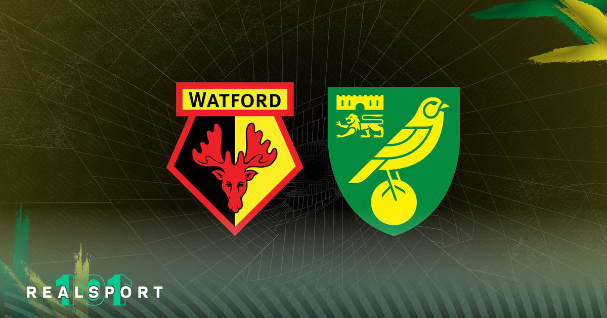 Watford and Norwich badges on dark background